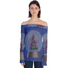 Christmas  Snow Off Shoulder Long Sleeve Top by Wegoenart