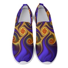 Fractal Neon Blue Bright Fantasy Women s Slip On Sneakers by Wegoenart