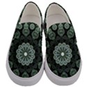 Fractal Green Lace Pattern Circle Men s Canvas Slip Ons View1