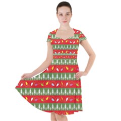 Christmas Papers Red And Green Cap Sleeve Midi Dress by Wegoenart