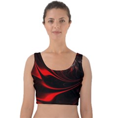 Abstract Curve Dark Flame Pattern Velvet Crop Top by Wegoenart