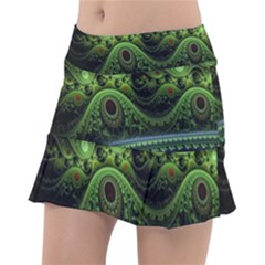 Fractal Green Gears Fantasy Tennis Skirt by Wegoenart