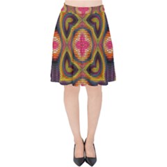 Kaleidoscope Art Pattern Ornament Velvet High Waist Skirt by Wegoenart