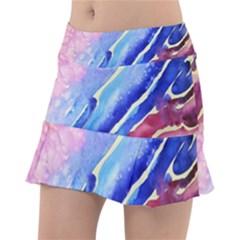 Painting Abstract Blue Pink Spots Tennis Skirt by Wegoenart