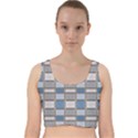 Abstract Seamless Fabric Blue Velvet Racer Back Crop Top View1