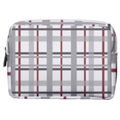 Fabric Plaid Grey Gray Burgundy Make Up Pouch (medium) by Wegoenart