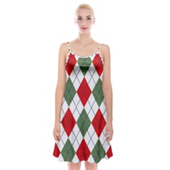 Red Green White Argyle Navy Spaghetti Strap Velvet Dress by Wegoenart