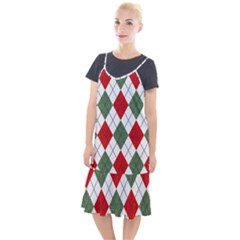 Red Green White Argyle Navy Camis Fishtail Dress by Wegoenart