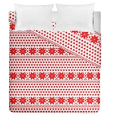 Fairisle Pattern Background Red Duvet Cover Double Side (queen Size) by Wegoenart