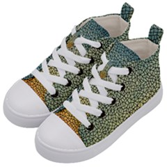 Background Cubism Mosaic Vintage Kid s Mid-top Canvas Sneakers by Wegoenart