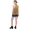 Easter Egg Colorful Texture Halter Asymmetric Satin Top View2