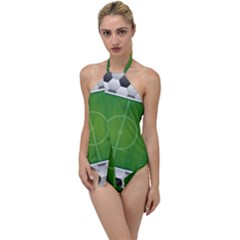 Background Sports Soccer Football Go With The Flow One Piece Swimsuit by Wegoenart