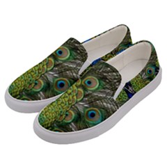 Peacock Close Up Plumage Bird Head Men s Canvas Slip Ons by Wegoenart