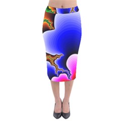 Fractal Background Pattern Color Velvet Midi Pencil Skirt by Wegoenart