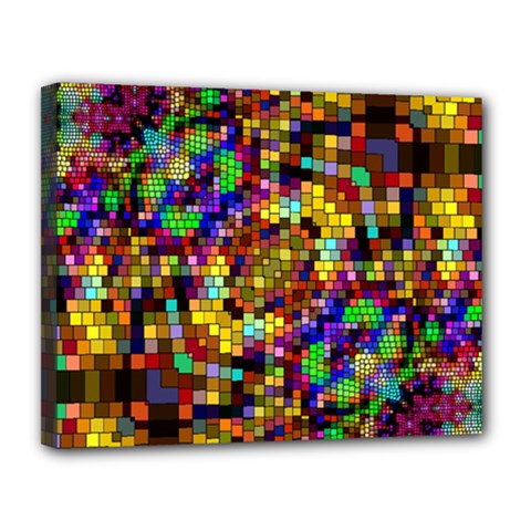 Color Mosaic Background Wall Canvas 14  X 11  (stretched) by Wegoenart