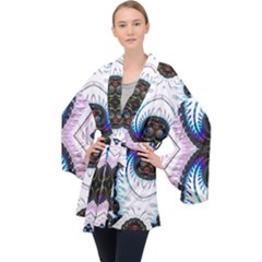 Pattern Texture Fractal Colorful Velvet Kimono Robe by Wegoenart