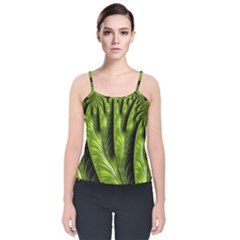 Fractal Background Abstract Green Velvet Spaghetti Strap Top by Wegoenart