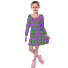 The Happy Eyes Of Freedom In Polka Dot Cartoon Pop Art Kids  Long Sleeve Velvet Dress by pepitasart