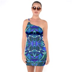 Abstract #8   I   Aqua Blues 6000 One Soulder Bodycon Dress by KesaliSkyeArt