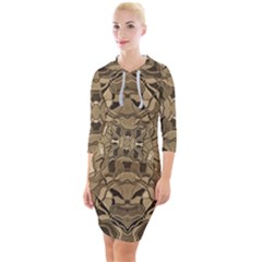 Abstract #8   I   Antiqued 6000 Quarter Sleeve Hood Bodycon Dress by KesaliSkyeArt