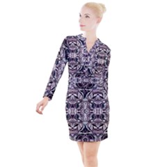 Abstract #8   I   Aquatic 6000 Button Long Sleeve Dress by KesaliSkyeArt