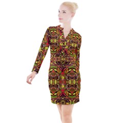 Abstract #8   I   Autumn 6000 Button Long Sleeve Dress by KesaliSkyeArt