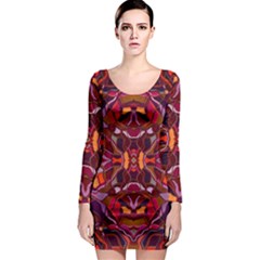 Abstract #8   I   Carmine 6000 Long Sleeve Bodycon Dress by KesaliSkyeArt