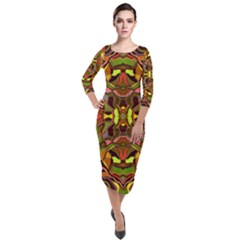 Abstract #8   I   Autumn 6000 Quarter Sleeve Midi Velour Bodycon Dress by KesaliSkyeArt