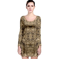 Abstract #8   Ii   Antiqued 6000 Long Sleeve Bodycon Dress by KesaliSkyeArt