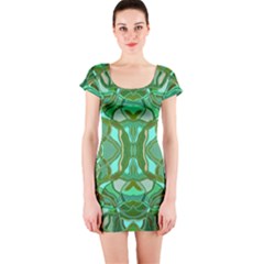 Abstract #8   Aqua Jungle 6000 Short Sleeve Bodycon Dress by KesaliSkyeArt