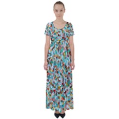 Affectionate High Waist Short Sleeve Maxi Dress by artifiart