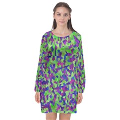 Nocturnal Long Sleeve Chiffon Shift Dress  by artifiart