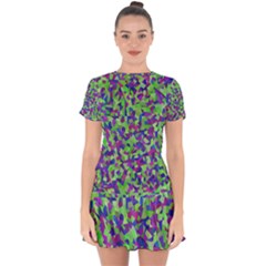 Nocturnal Drop Hem Mini Chiffon Dress by artifiart