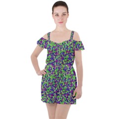 Nocturnal Ruffle Cut Out Chiffon Playsuit by artifiart