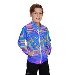 Cool Abstract Pink Blue And Yellow Twirl Liquid Art Windbreaker (kids) by myrubiogarden