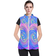 Cool Abstract Pink Blue And Yellow Twirl Liquid Art Women s Puffer Vest by myrubiogarden