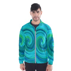 Groovy Cool Abstract Aqua Liquid Art Swirl Painting Windbreaker (men) by myrubiogarden