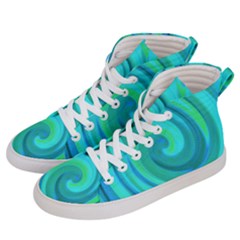 Groovy Cool Abstract Aqua Liquid Art Swirl Painting Women s Hi-top Skate Sneakers by myrubiogarden