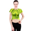 Groovy Abstract Green Liquid Art Swirl Painting Crew Neck Crop Top View1