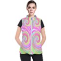 Groovy Abstract Pink And Blue Liquid Swirl Painting Women s Puffer Vest View1