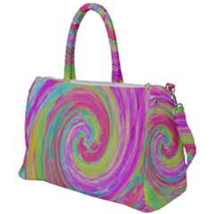 Groovy Abstract Pink And Blue Liquid Swirl Painting Duffel Travel Bag by myrubiogarden