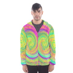 Groovy Abstract Purple And Yellow Liquid Swirl Hooded Windbreaker (men) by myrubiogarden