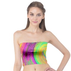 Groovy Abstract Purple And Yellow Liquid Swirl Tube Top by myrubiogarden