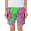 Groovy Abstract Green And Red Lava Liquid Swirl Women s Basketball Shorts View1