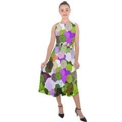 Art Flower Flowers Fabric Fabrics Midi Tie-back Chiffon Dress by Pakrebo