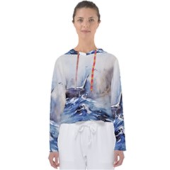 Art Painting Sea Storm Seagull Women s Slouchy Sweat by Pakrebo