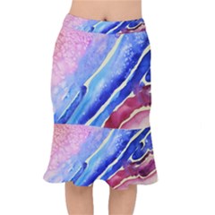 Painting Abstract Blue Pink Spots Mermaid Skirt by Pakrebo