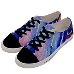 Painting Abstract Blue Pink Spots Men s Low Top Canvas Sneakers by Pakrebo