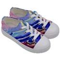 Painting Abstract Blue Pink Spots Kids  Low Top Canvas Sneakers View3