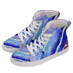 Painting Abstract Blue Pink Spots Women s Hi-top Skate Sneakers by Pakrebo